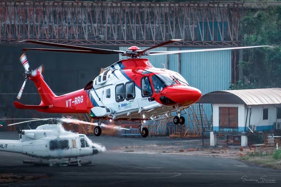 AgustaWestland AW169 — Landing at Juhu, VT-RRG · Mumbai — aviation photography by Mach One Aviation