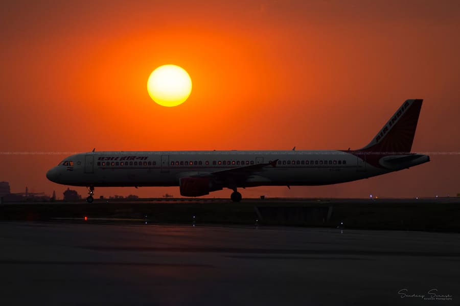 Air India A321 — Dusk arrival, VOBL · Bengaluru — aviation photography by Mach One Aviation