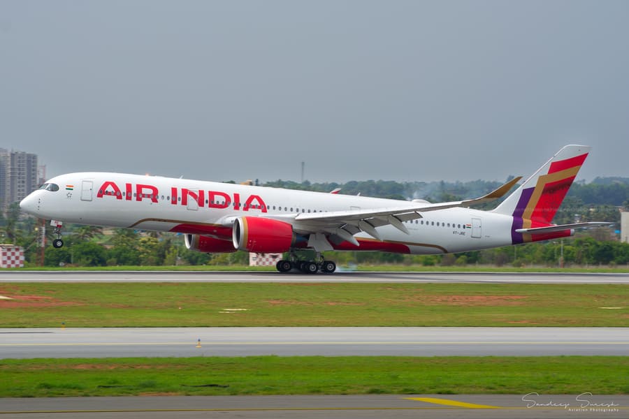Air India A350 — On short final, VOBL · Bengaluru — aviation photography by Mach One Aviation
