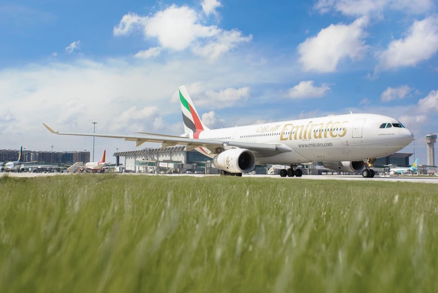 Emirates A330-200 — Taxiing for departure, 2011, VOBL · Bengaluru — aviation photography by Mach One Aviation