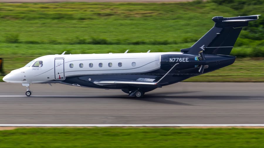 Embraer Praetor 600 — Factory demonstrator on the landing roll, N776EE — aviation photography by Mach One Aviation