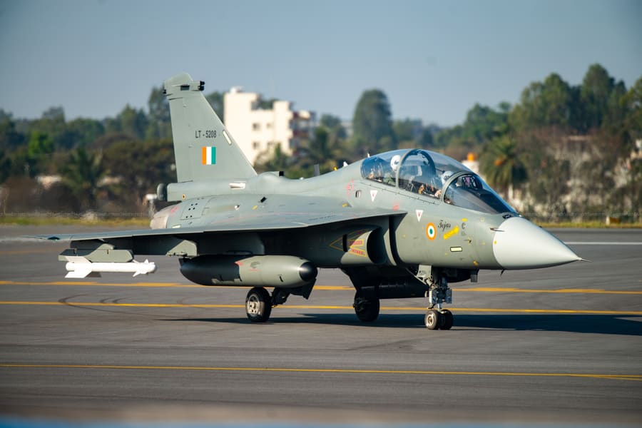 HAL Tejas Trainer — Taxiing back to the ramp, Indian Air Force — aviation photography by Mach One Aviation