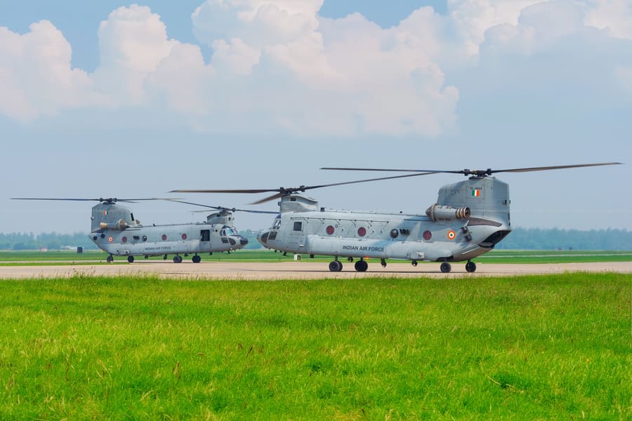 Boeing CH-47 Chinook — Two-ship in one frame, Indian Air Force — aviation photography by Mach One Aviation
