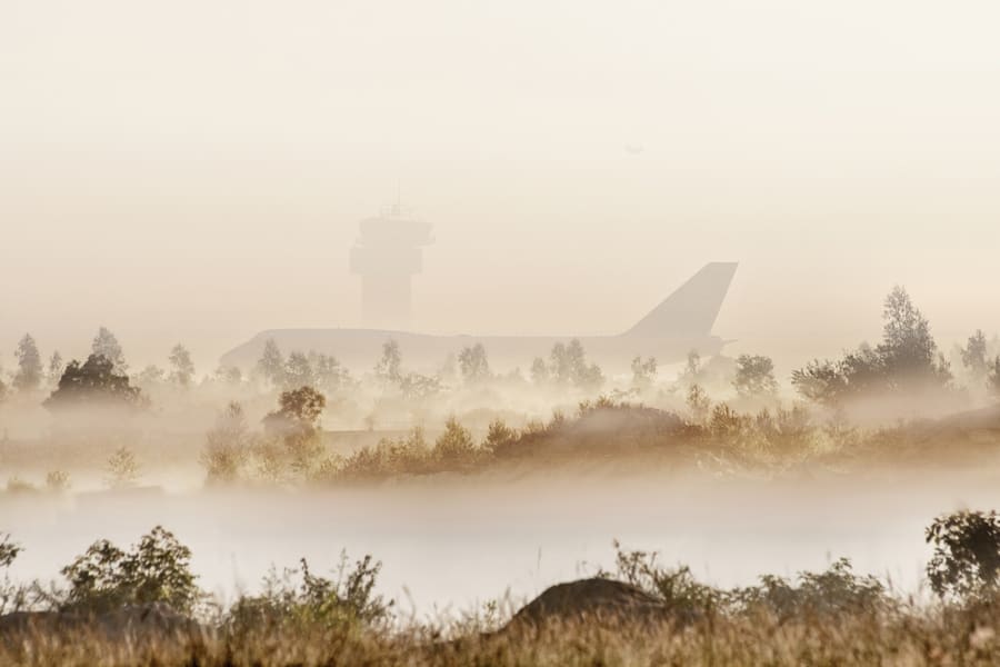 British Airways 747 & Tower — Silhouette, 2011, VOBL · Bengaluru — aviation photography by Mach One Aviation